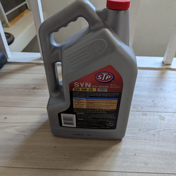 STP High Mileage Full Synthetic Engine Oil 5W-20 – 5 Quart Partial Use - Picture 2 of 2